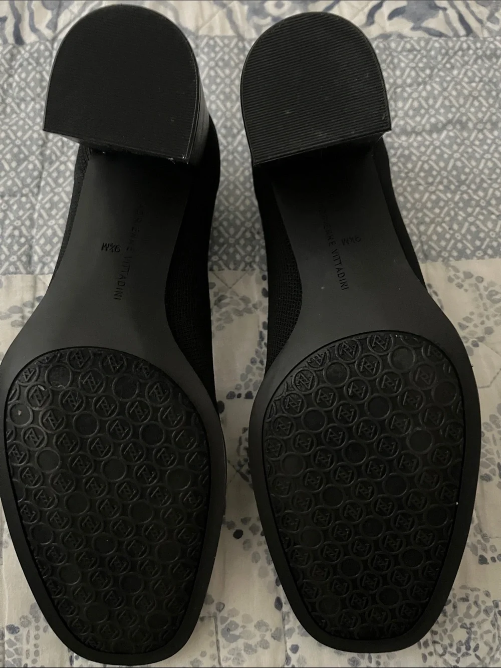 Adrienne Vittadini Black Chunky Heel Loafer Pumps